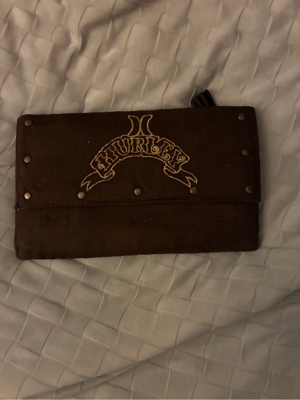 Vintage Hurley Brown Suede Fold-Over Clutch Wallet